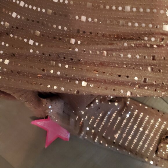 NWT Iris Knit Sequin Long Sleeve Mock Neck Bodysuit Mocha Heat Womens Size Large - Picture 10 of 11